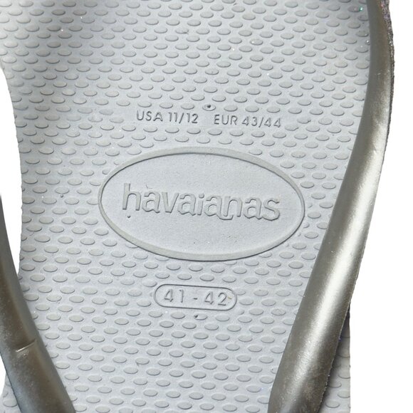 Women’s Shoes HAVAIANAS Gray Flip Flops Flat Rubber Glitter Straps Size Eu 41/44 - Picture 8 of 10